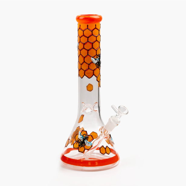 13.5” Honey Bong, Orange and Yellow